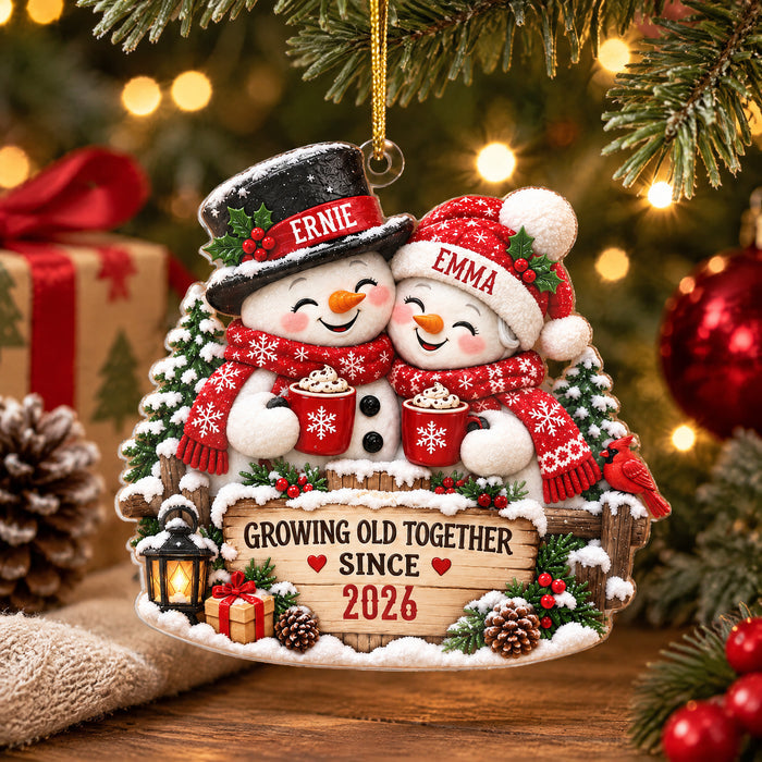 Snowman Couple- Personalized Acrylic Ornament,  Cocoa Christmas Couple, Gift For Him/Her