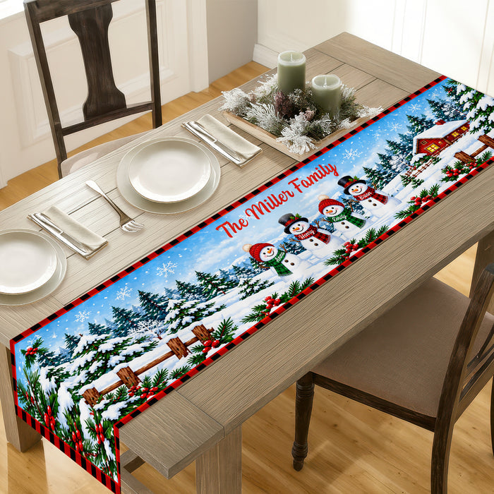 Snowman Family Winter Chillin' Best Day Ever - Personalized Table Runner, Gift For Family, Christmas Decor Gift