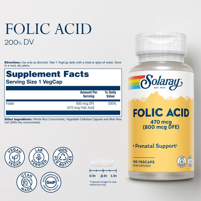 SOLARAY Folic Acid 800mcg