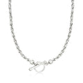 Sterling silver rope-chain toggle necklace with heart-shaped toggle clasp