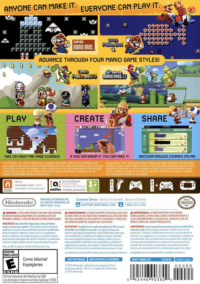 Super Mario Maker Wii U - Video Game - Used - CaveGamers - Image 2