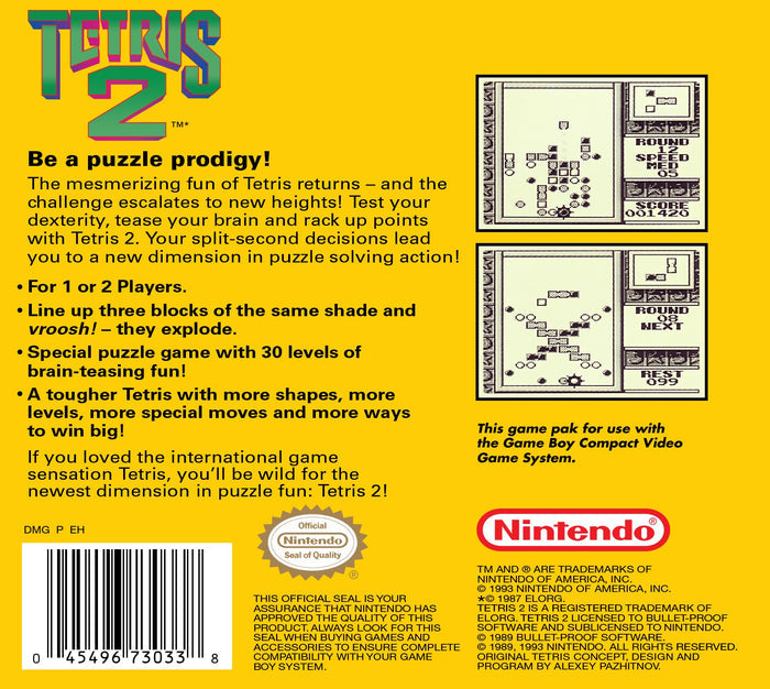 Tetris 2 Game Boy - Video Game - Used - CaveGamers - Image 2