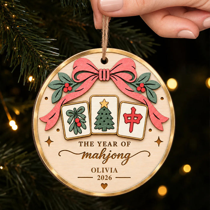 The Year Of Mahjong- Personalized Wooden Ornament, Mahjong Lovers Gift, Gift For Her