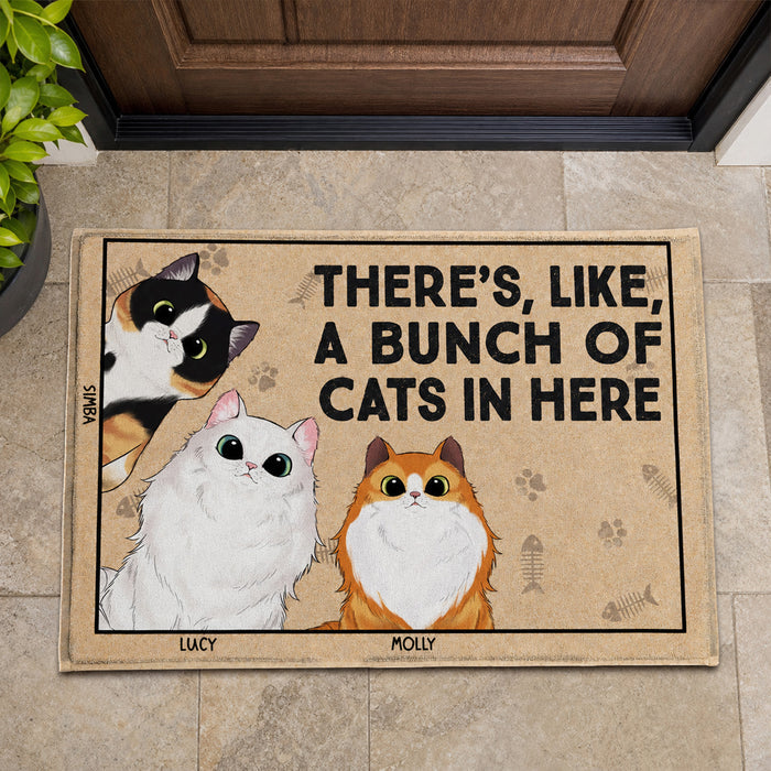 There's Like A Bunch Of Cats In Here- Personalized Doormat, Gift For Cat Lovers , Cat Mom Home Decor