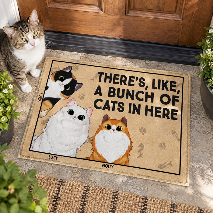 There's Like A Bunch Of Cats In Here- Personalized Doormat, Gift For Cat Lovers , Cat Mom Home Decor