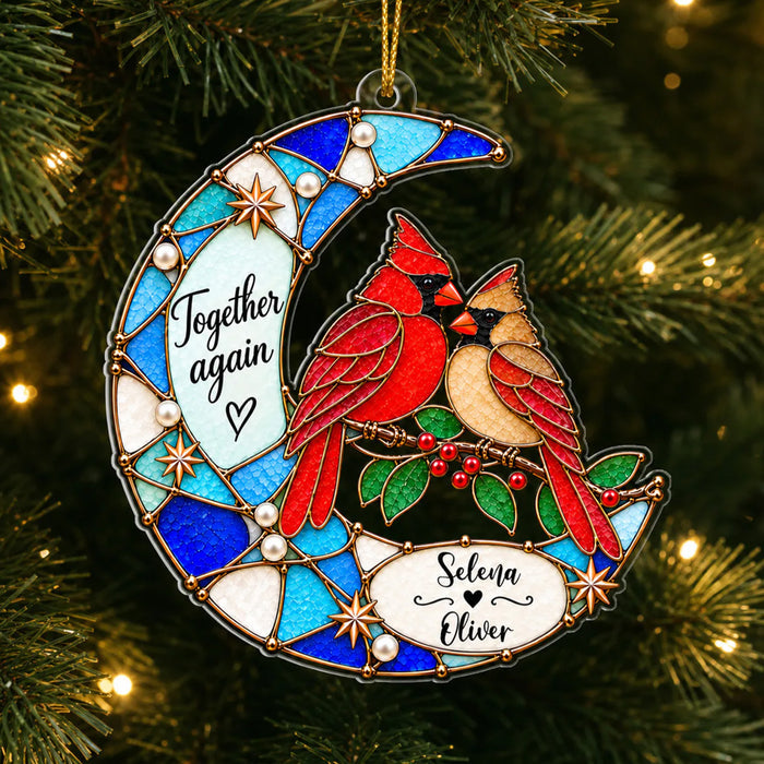Together Again - Personalized Acrylic Ornament, Custom Name Two Birds Moon Ornament, Memorial Gift