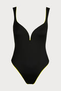 Sarda Tomorrowland x Sarda Greta Plunge Swimsuit in Black - Naughty Knickers