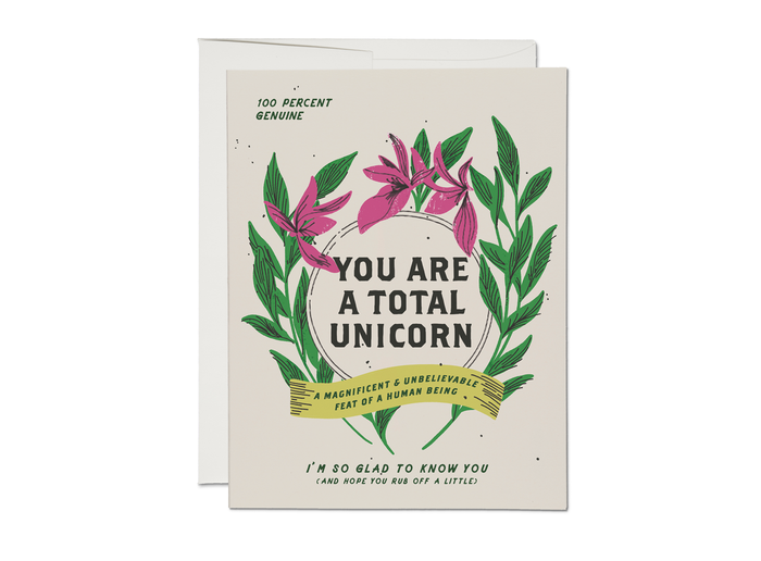 Total Unicorn love/friendship greeting card