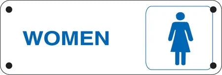 "Women" and Symbol- 9"w x 4"h Aluminum Restroom Sign - UnitedSign