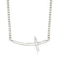 Sterling silver sideways cross necklace with curb chain and bar cross pendant